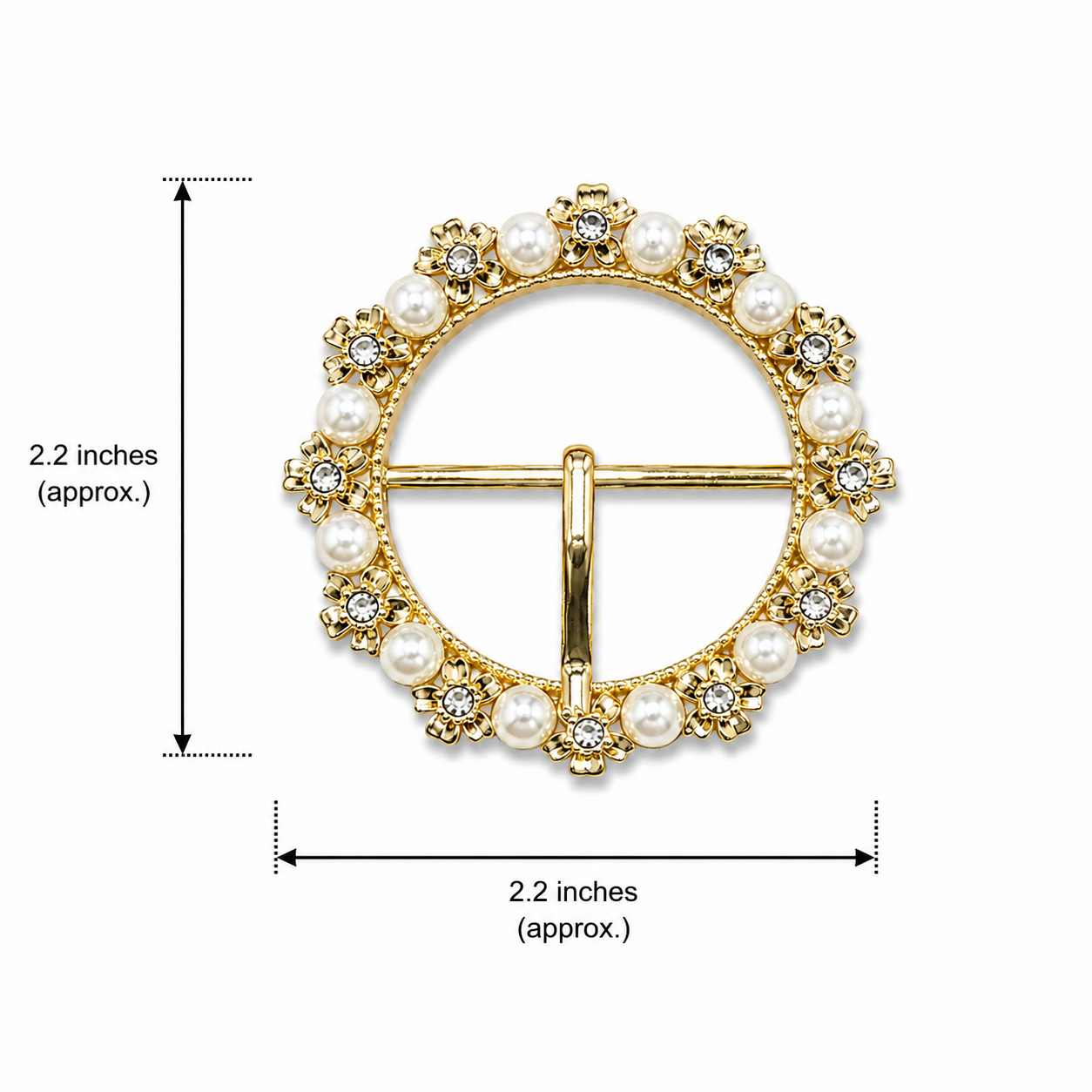 Elegant Pearl & Crystal Round Fashion Buckle (1 Piece)