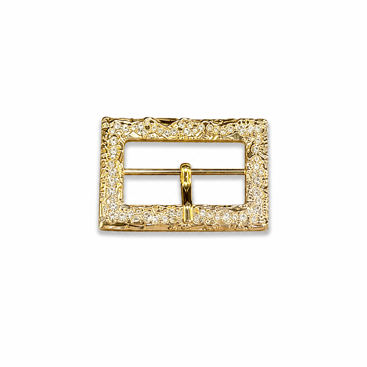 Gold Crystal Embellished Rectangular Fashion Buckle (1 piece)