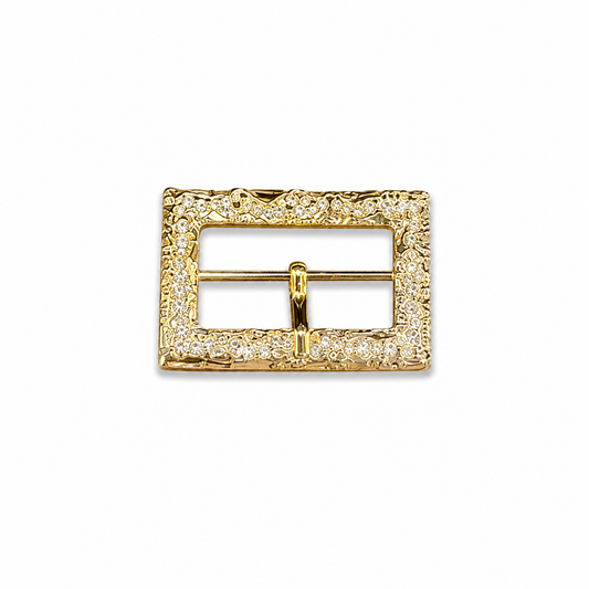 Gold Crystal Embellished Rectangular Fashion Buckle (1 piece)