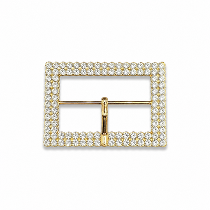 Premium Gold Crystal Rectangular Fashion Buckle (1 piece)