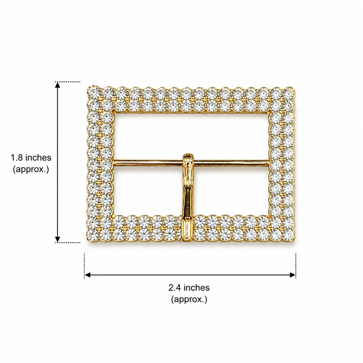 Premium Gold Crystal Rectangular Fashion Buckle (1 piece)