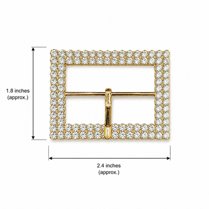Premium Gold Crystal Rectangular Fashion Buckle (1 piece)