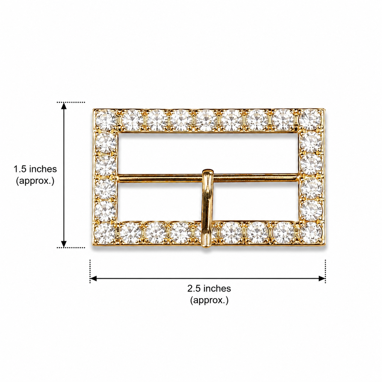 Luxury Gold Rhinestone Rectangular Fashion Buckle (1 piece)