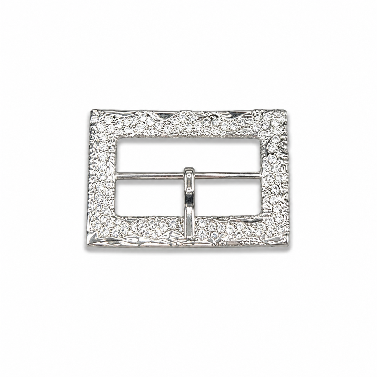 Elegant Silver Crystal Embellished Rectangular Fashion Buckle (1 Piece)