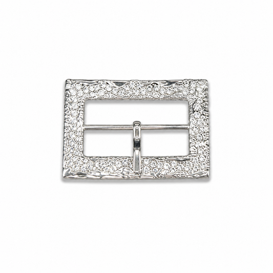 Elegant Silver Crystal Embellished Rectangular Fashion Buckle (1 Piece)