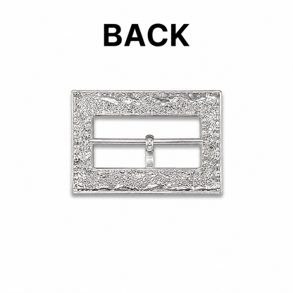 Elegant Silver Crystal Embellished Rectangular Fashion Buckle (1 Piece)