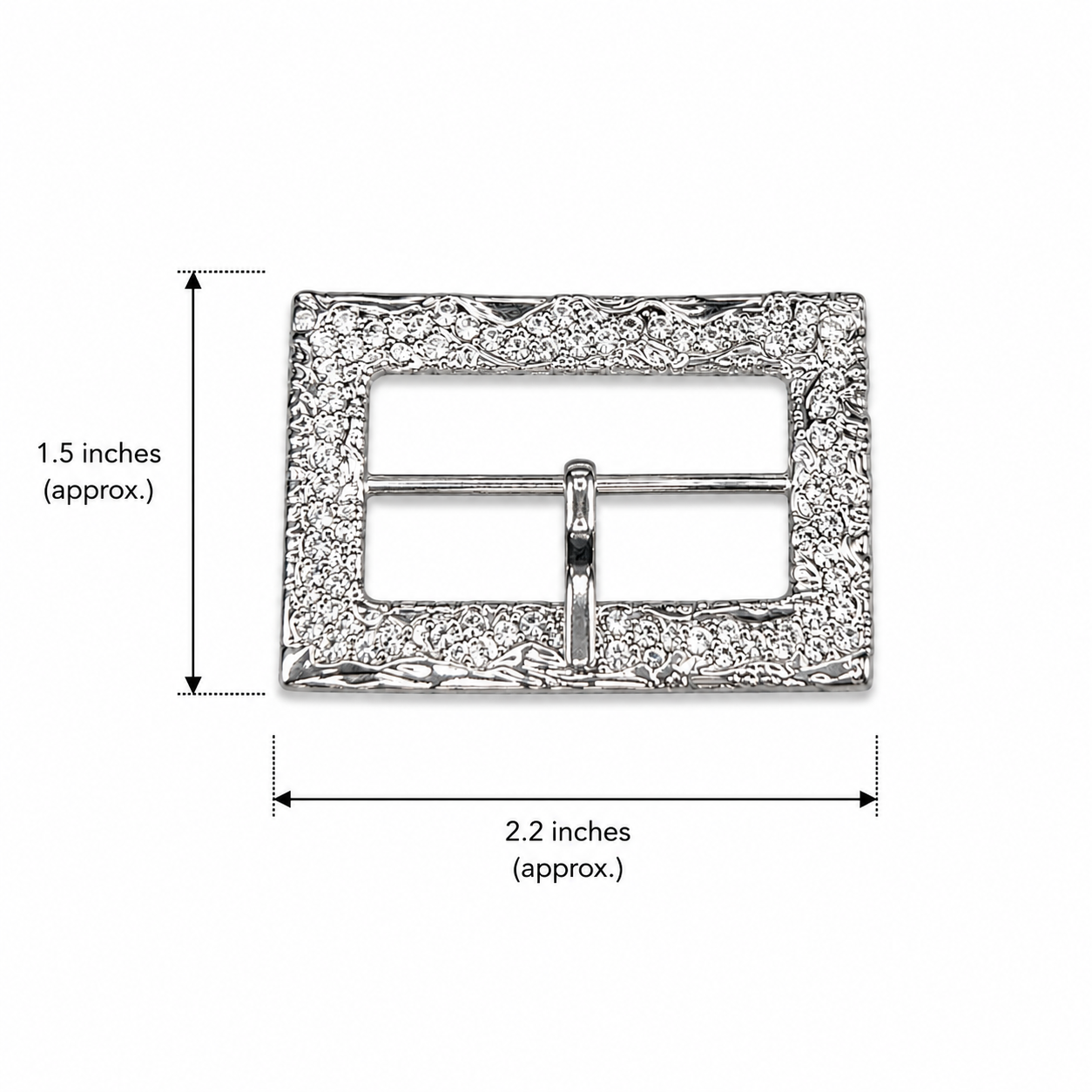 Elegant Silver Crystal Embellished Rectangular Fashion Buckle (1 Piece)