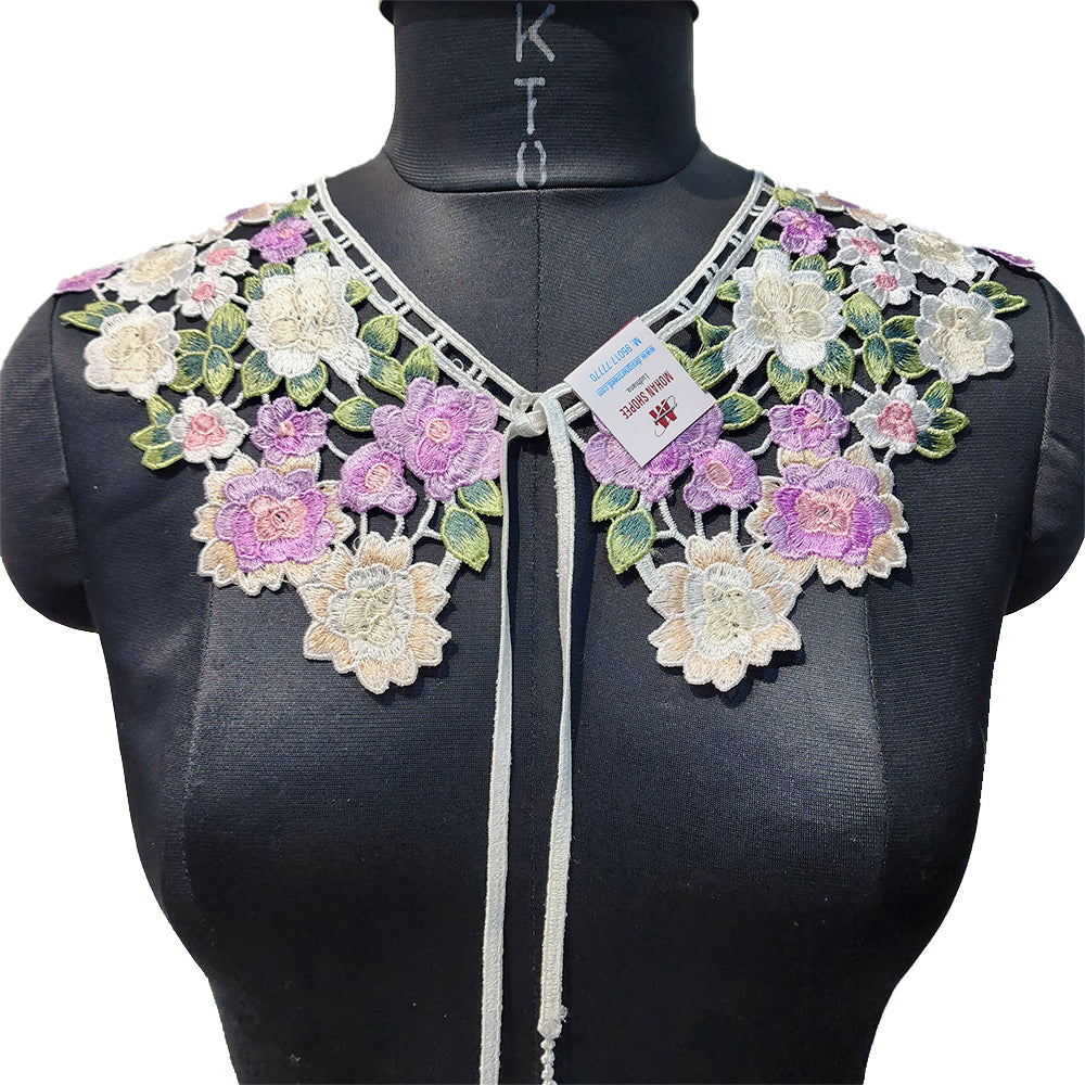 Multicolor Floral Design Threadwork Cape
