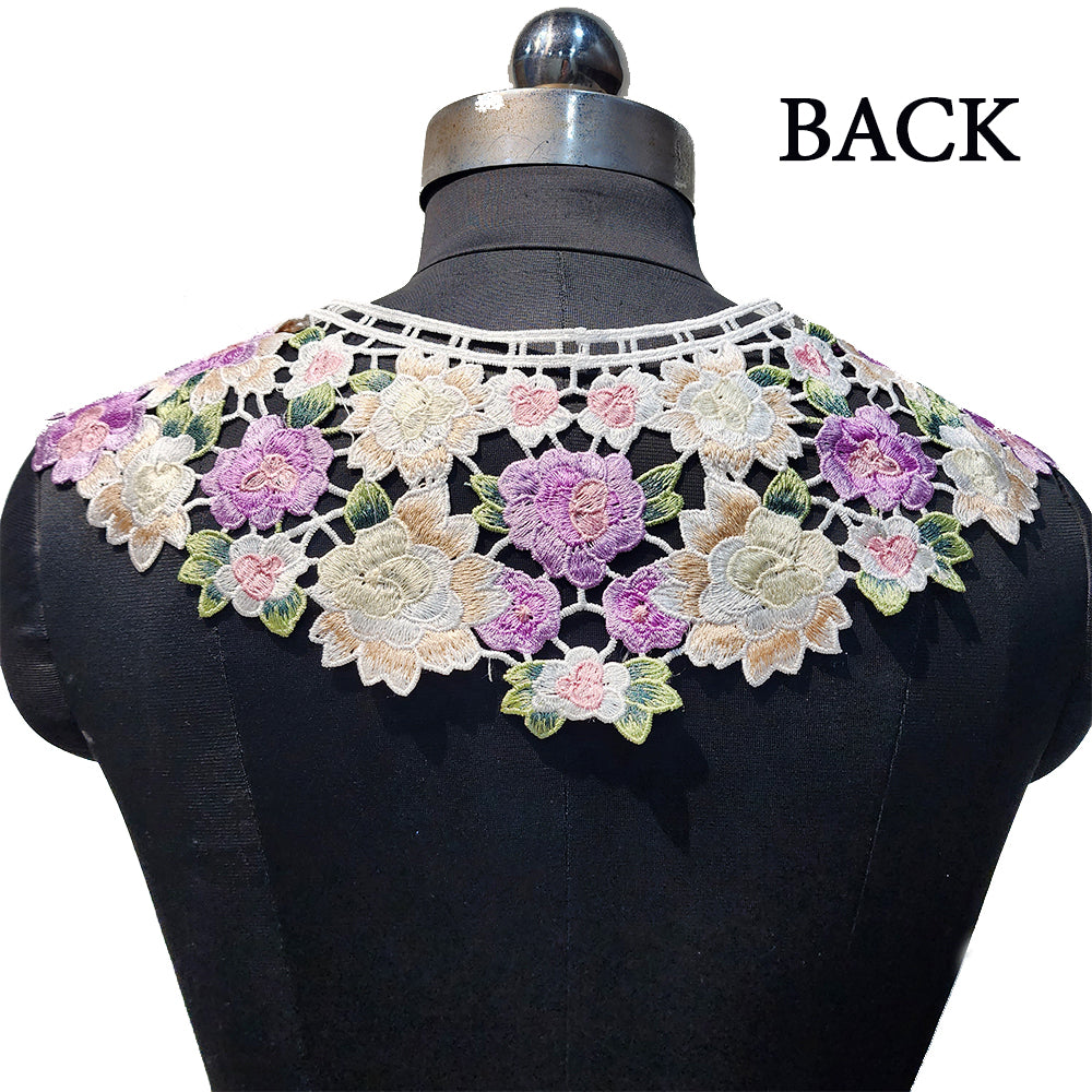 Multicolor Floral Design Threadwork Cape