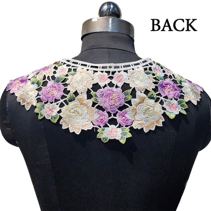Multicolor Floral Design Threadwork Cape