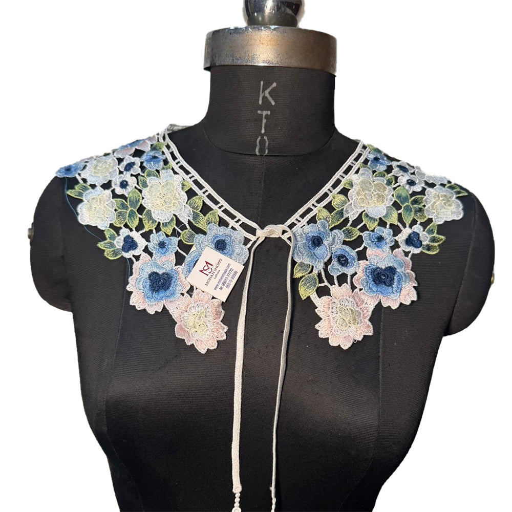 Multicolor Floral Design Threadwork Cape