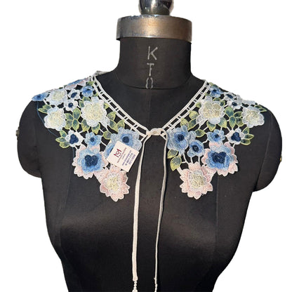 Multicolor Floral Design Threadwork Cape