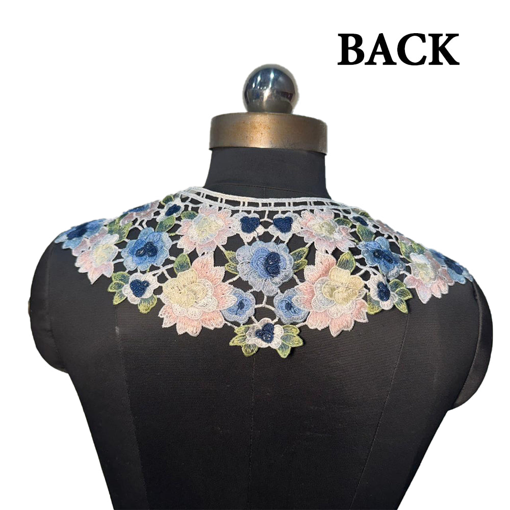 Multicolor Floral Design Threadwork Cape