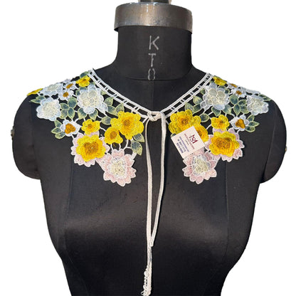 Multicolor Floral Design Threadwork Cape