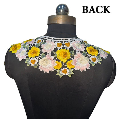 Multicolor Floral Design Threadwork Cape