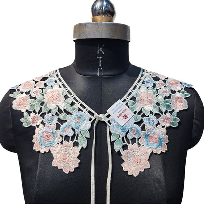 Multicolor Floral Design Threadwork Cape