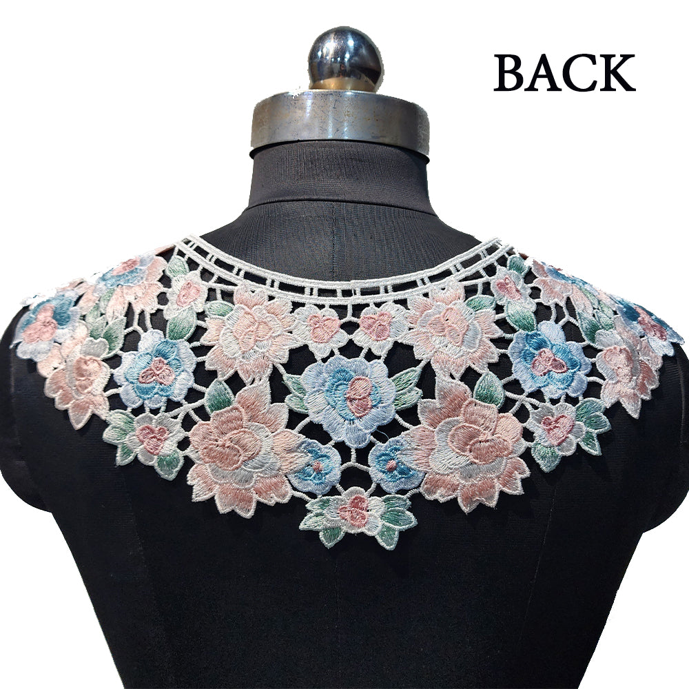 Multicolor Floral Design Threadwork Cape