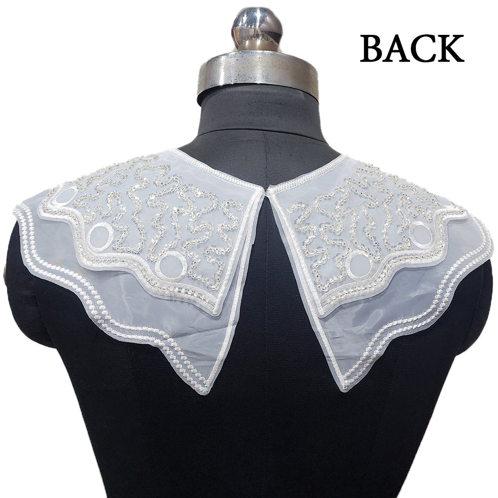 White Beads and Sequins work Designer Neck Cape
