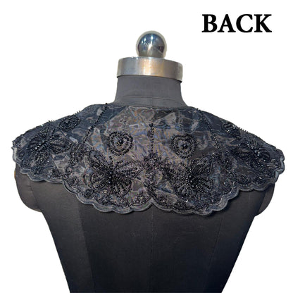 Butterfly Design Black Color Organza Base Cape