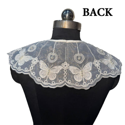 Butterfly Design White color Organza Base Cape