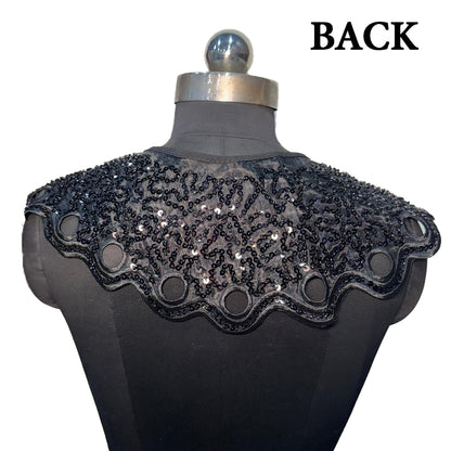 Black color Beads and Sequins work Organza Cape
