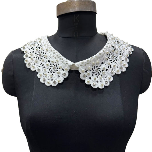 Premium Pearl & Stone Embellished Detachable Lace Collar