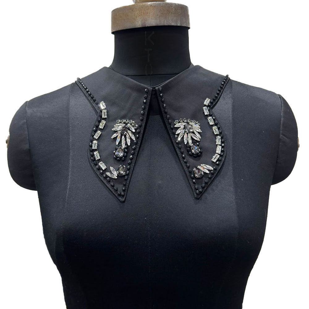 Luxury Black Beaded & Rhinestone Collar