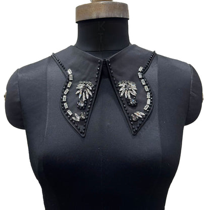 Luxury Black Beaded & Rhinestone Collar