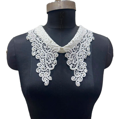 Elegant Cutwork Pearl & Bead Collar