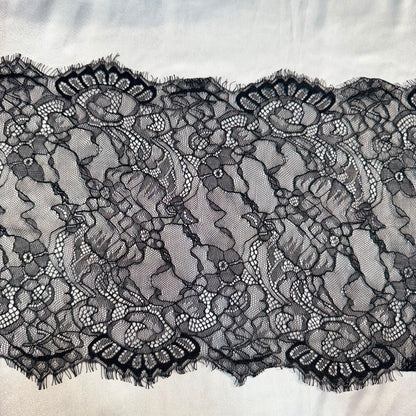 Black Chantilly Floral Lace Border