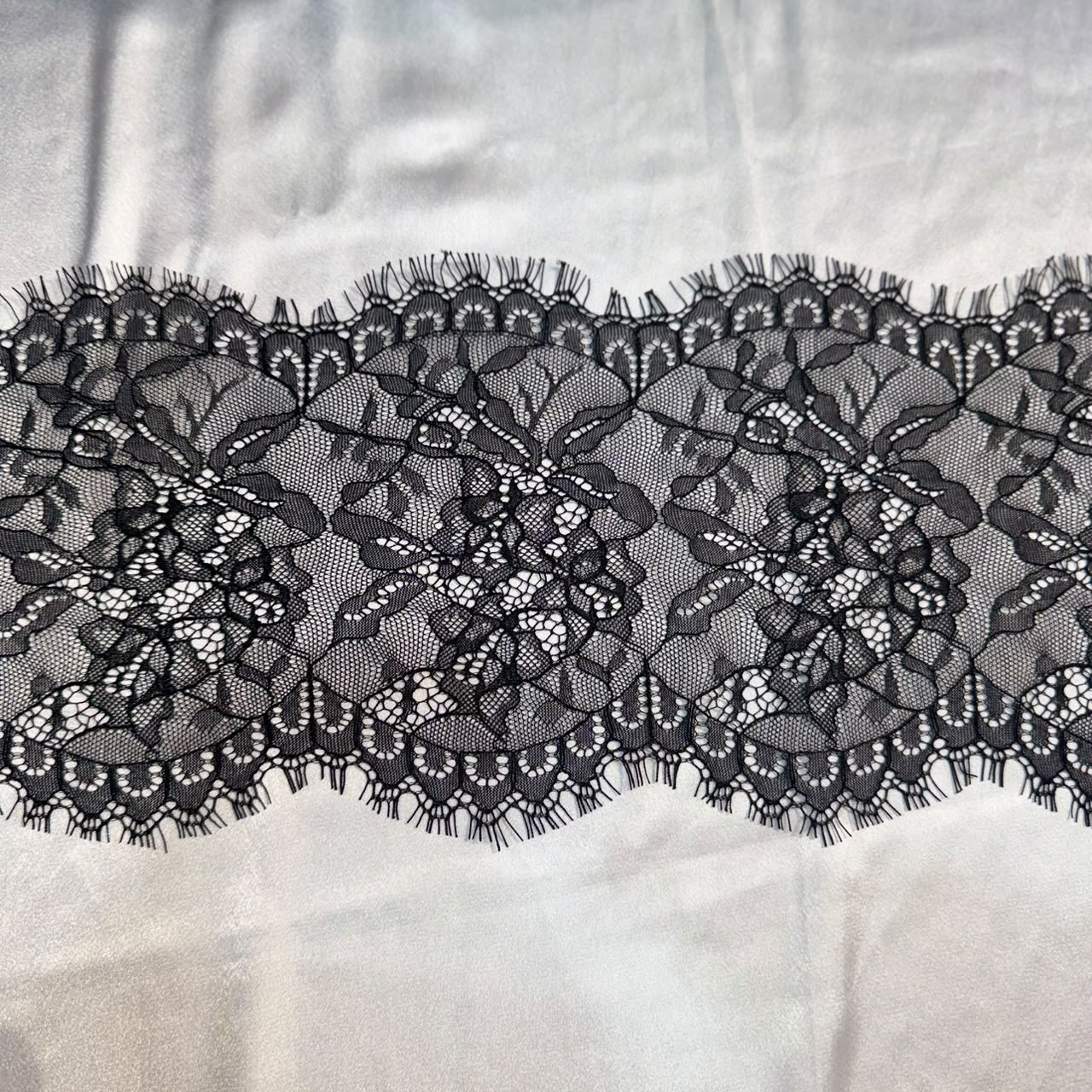 Designer Black Floral Chantilly Lace Border