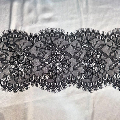 Designer Black Floral Chantilly Lace Border