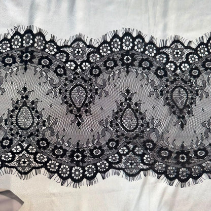Elegant Black Floral Chantilly Lace border