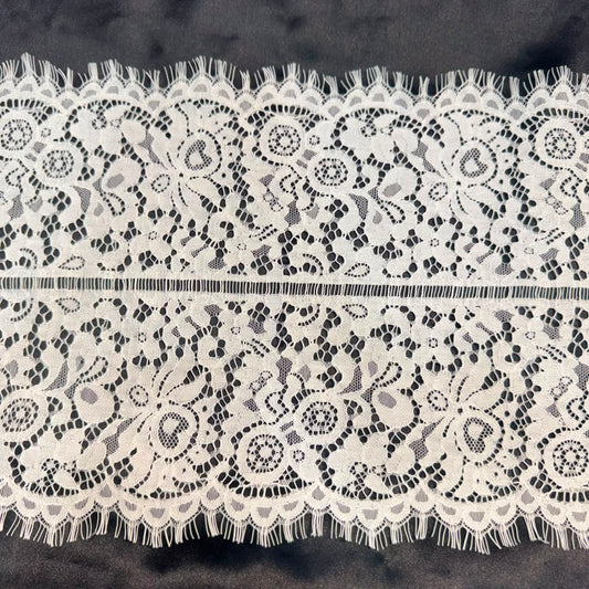 Designer White Luxury Chantilly broad Lace Border