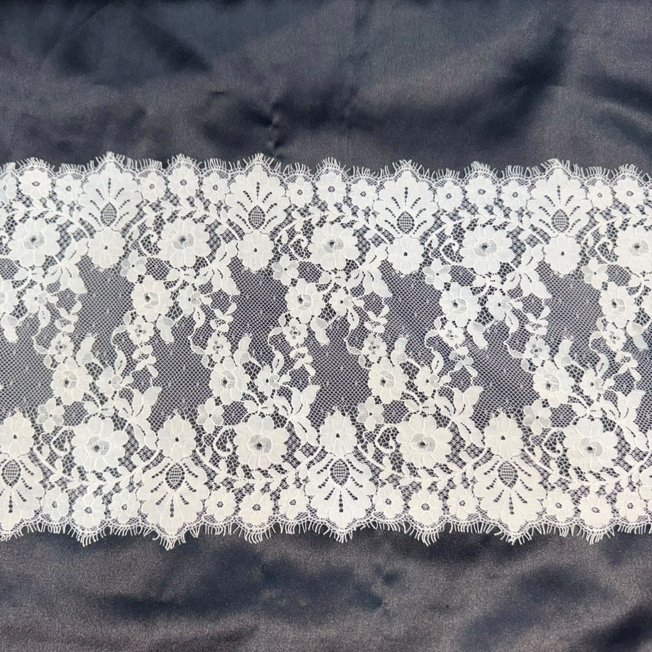 Premium White Broad Chantilly flower Lace