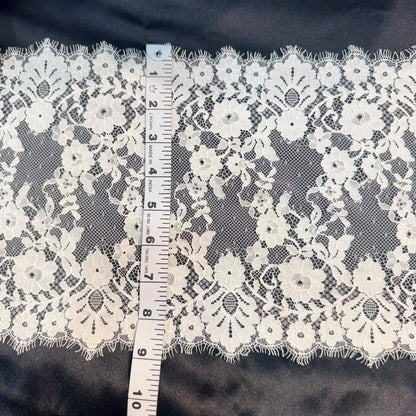 Premium White Broad Chantilly flower Lace