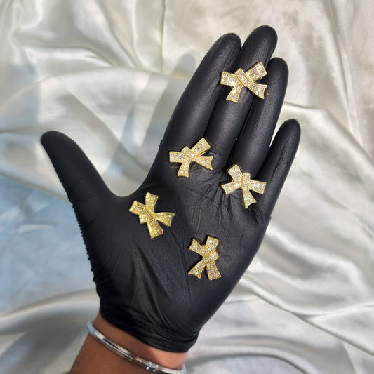 Golden color Fancy Bow shaped charms 5 Pieces