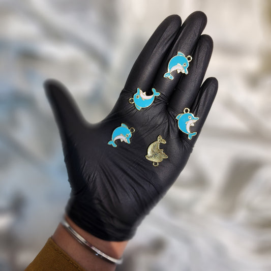 Blue Color Fancy Dolphin Shaped Charms 5 Pieces
