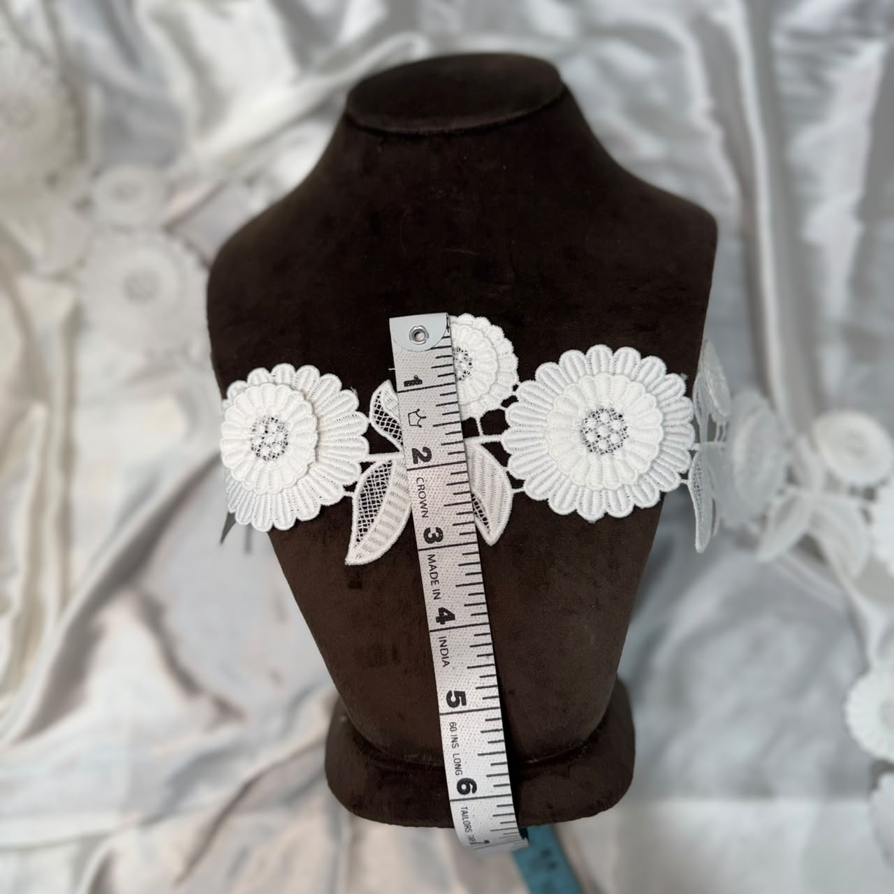 White Floral Lace Appliqué Trim for Dresses, Gowns & DIY Craft
