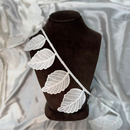 Premium White Leaf Lace Border