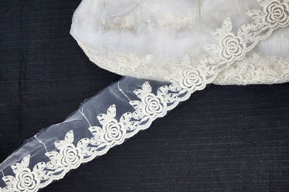 Off White Dyeable Lace Rose Design