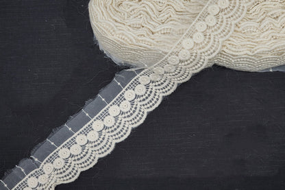 Off White Dyeable Scallop Lace