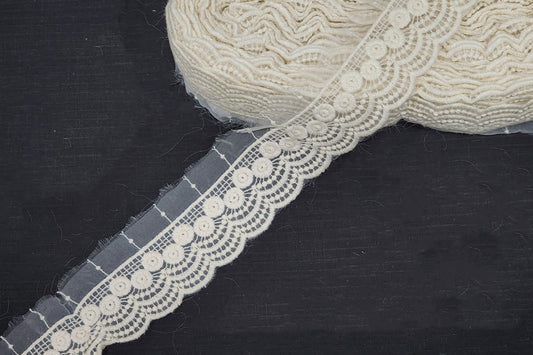Off White Dyeable Scallop Lace
