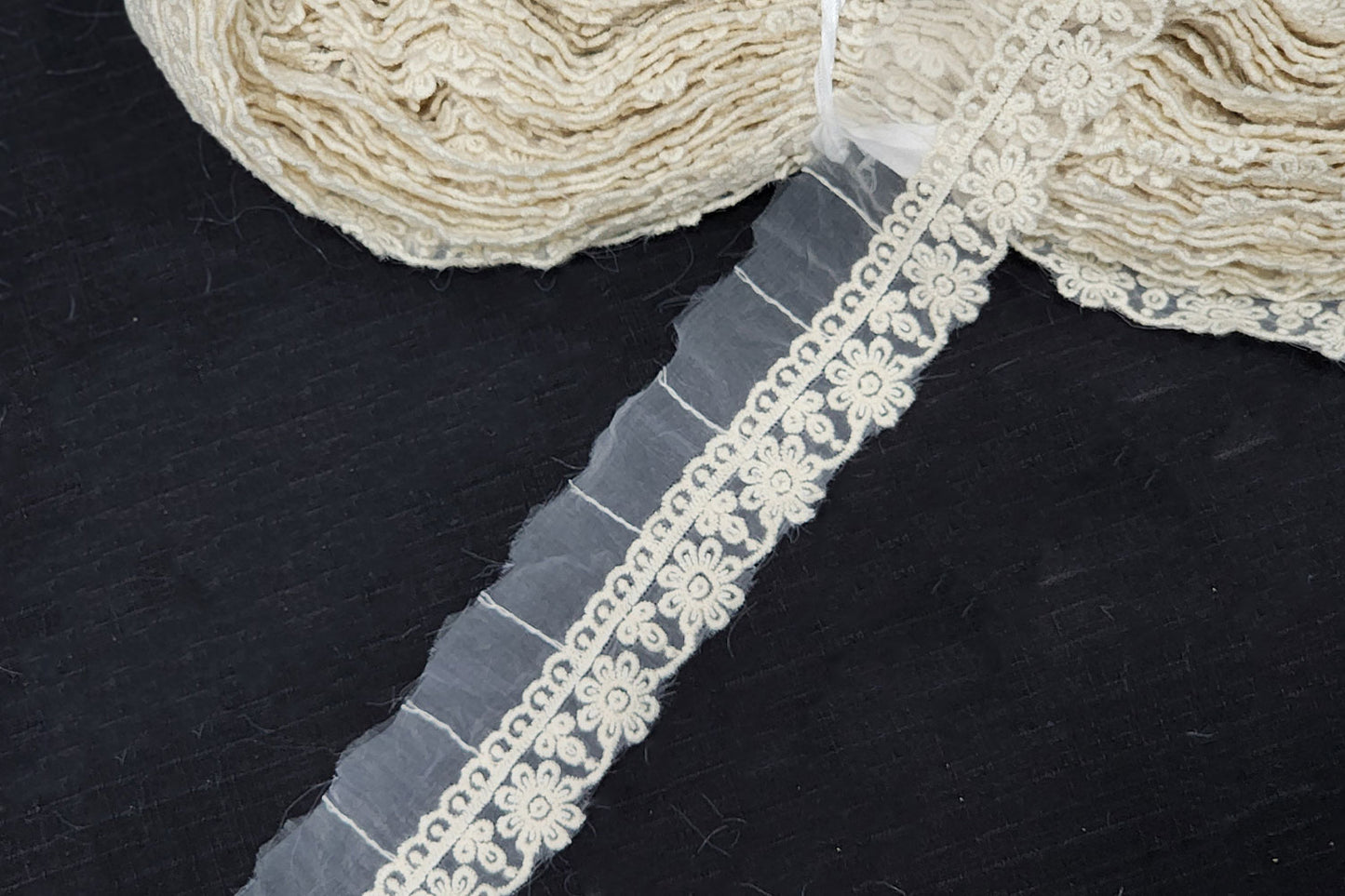 Off White Dyeable Lace Organza Base