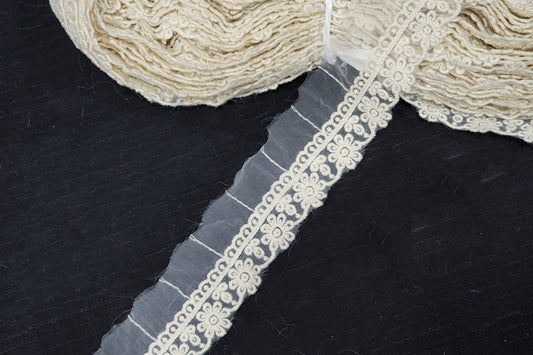 Off White Dyeable Lace Organza Base