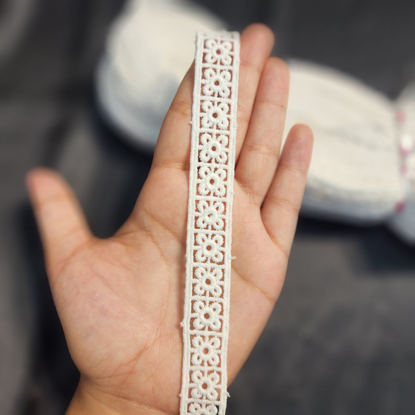 White color cotton lace with floral design