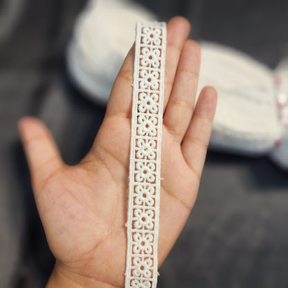 White color cotton lace with floral design