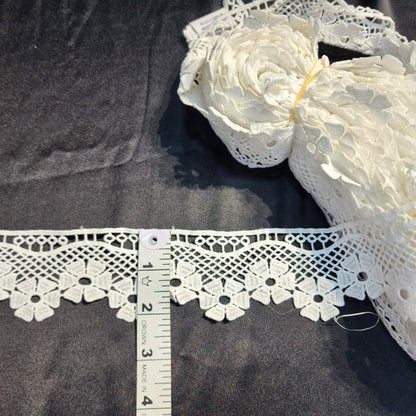 White Color Cotton laces with floral Design 15 yards