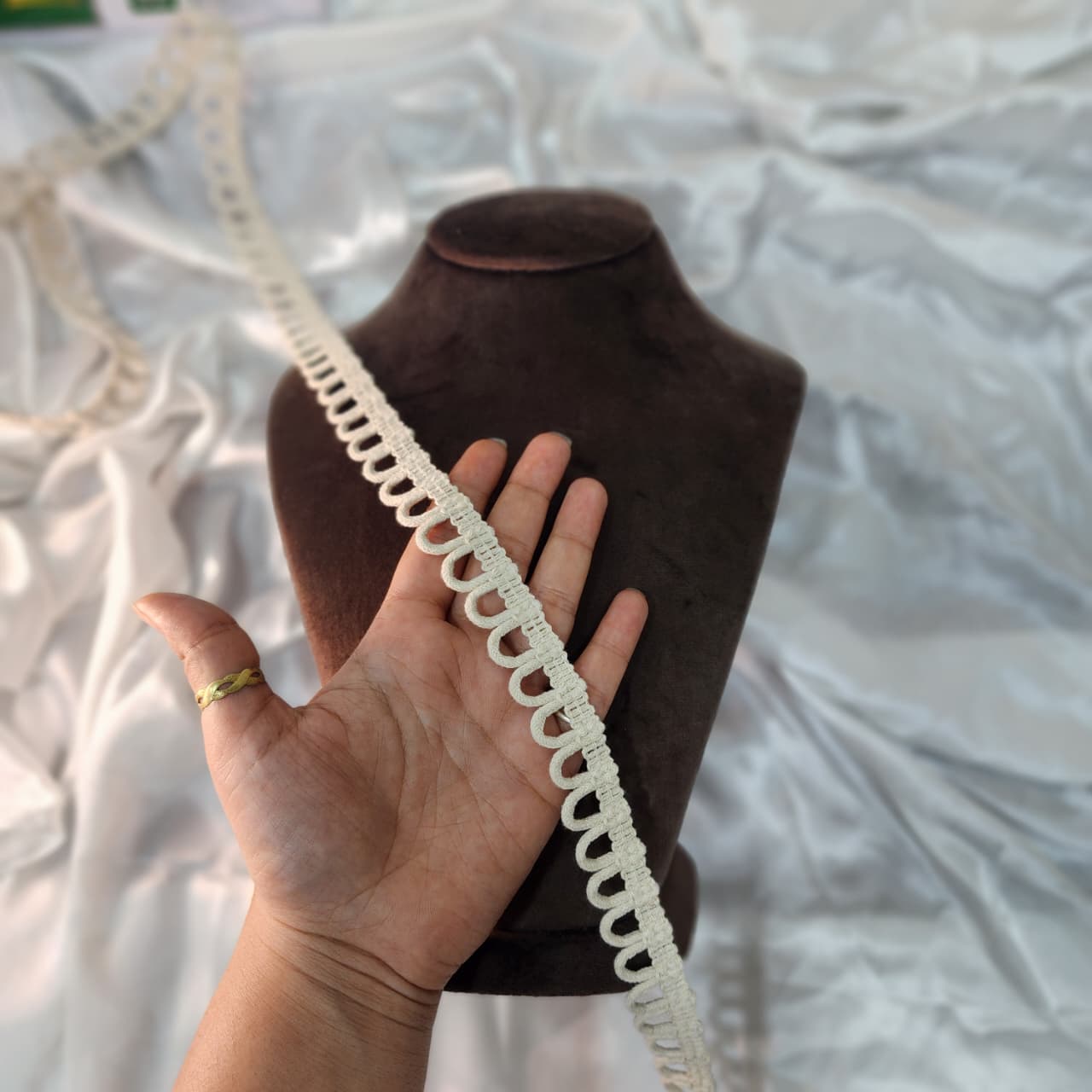 Designer Off White Cotton Loop Lace Border