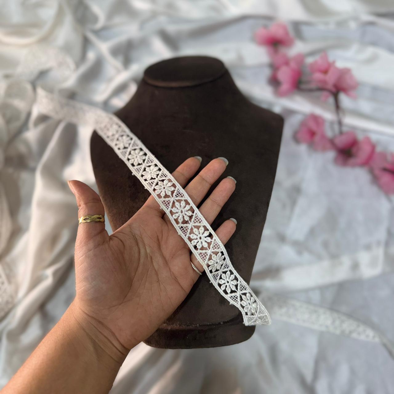 White Floral Cotton Lace Border